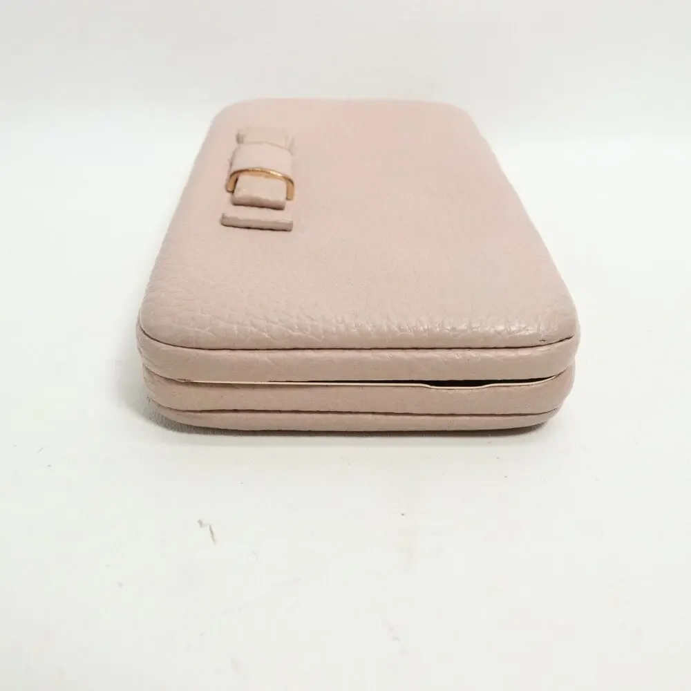 Classic Clutch Hard Case Wallet Women Pink Blush Faux Pebble Leather ID Cards